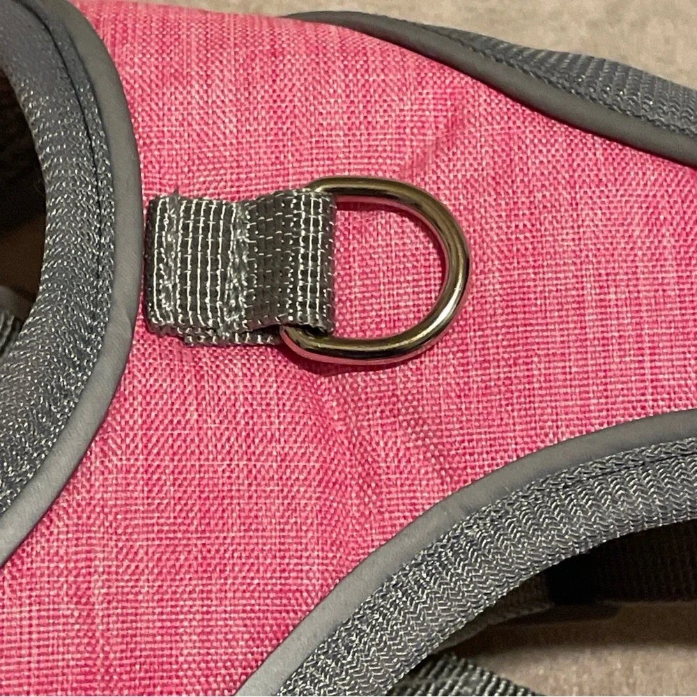 Pink and Gray Dog Harness with Leash - NEW